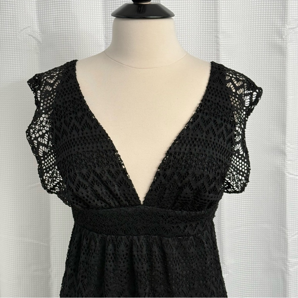 Lovestitch Women's Bohemian Lace V-Neck Maxi Lined Dress, Black, Size M - Picture 6 of 9